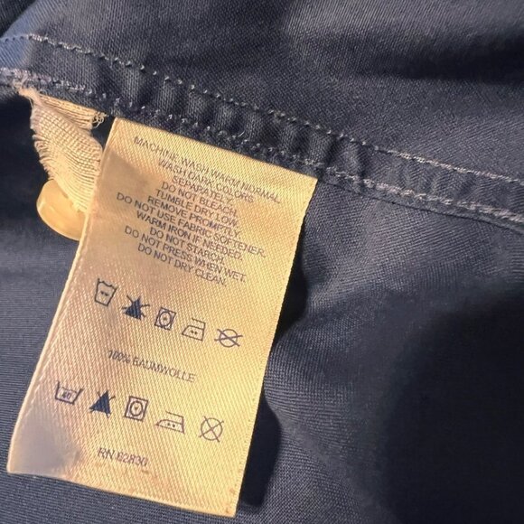 Lands End Girls Long Sleeve Button Down Navy Blouse Sz 4 Sku 1085 - Picture 5 of 9